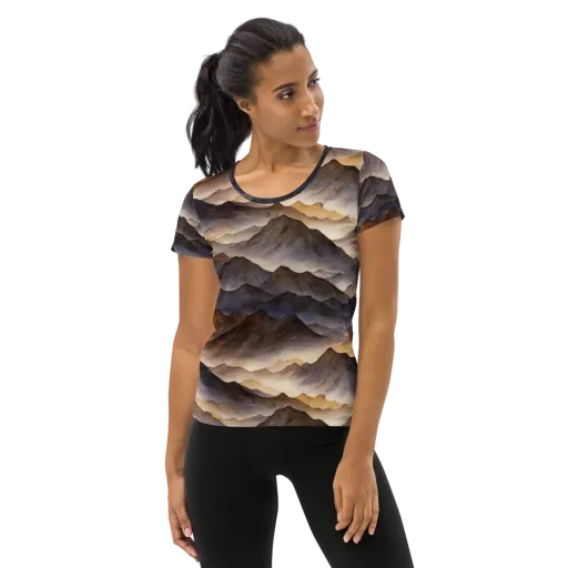 Indigo Mountain Range on a Women's Athletic T-Shirt