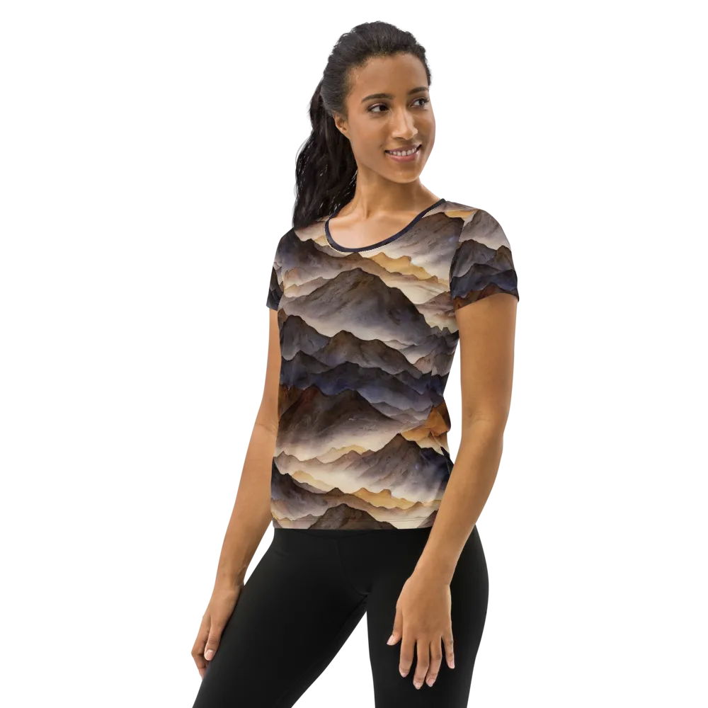 Indigo Mountain Range on Women's Athletic T-Shirt — Left