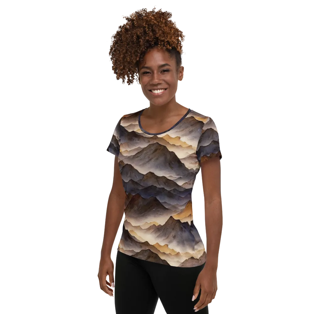 Indigo Mountain Range on Women's Athletic T-Shirt — Left