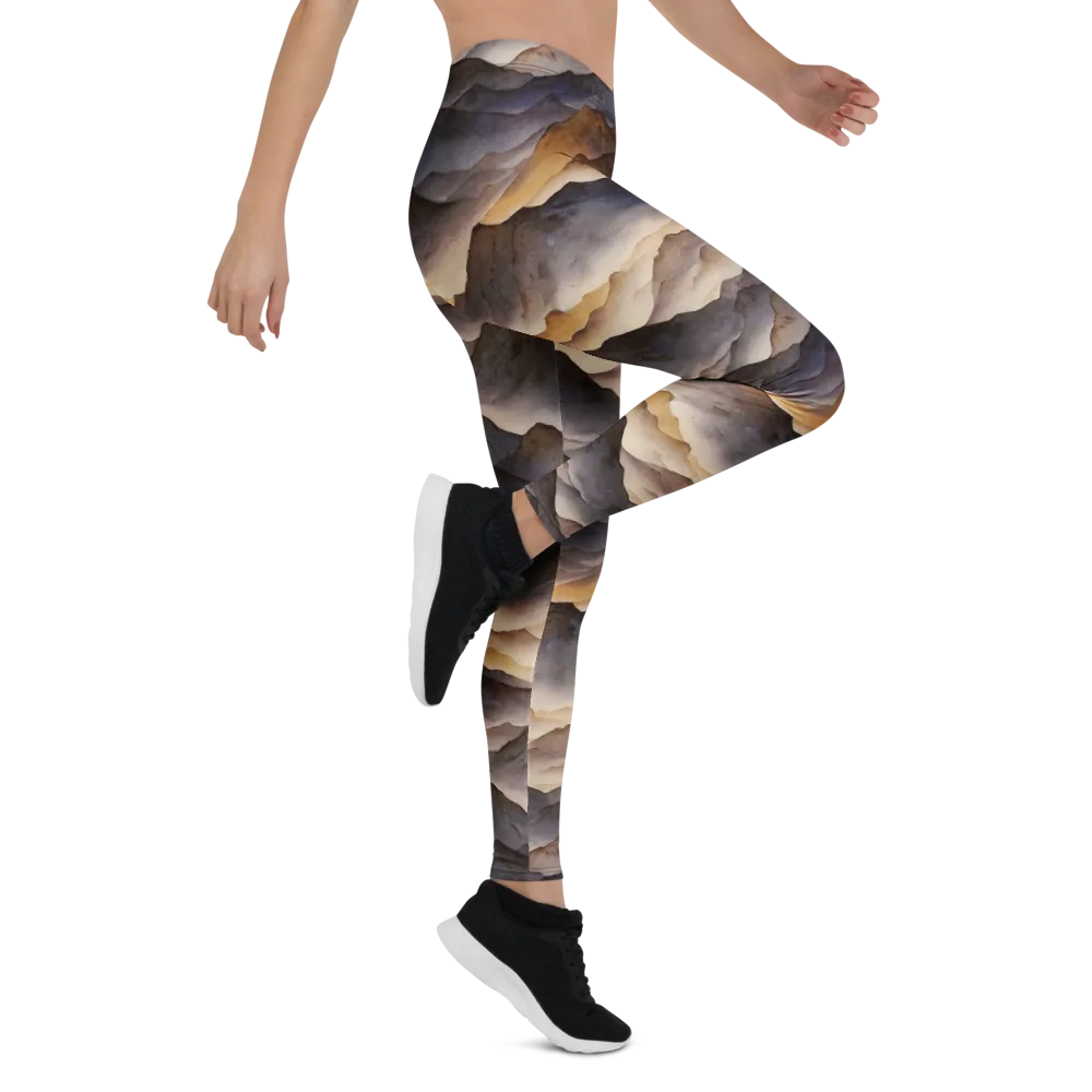 Indigo Mountain Range on Leggings — Right