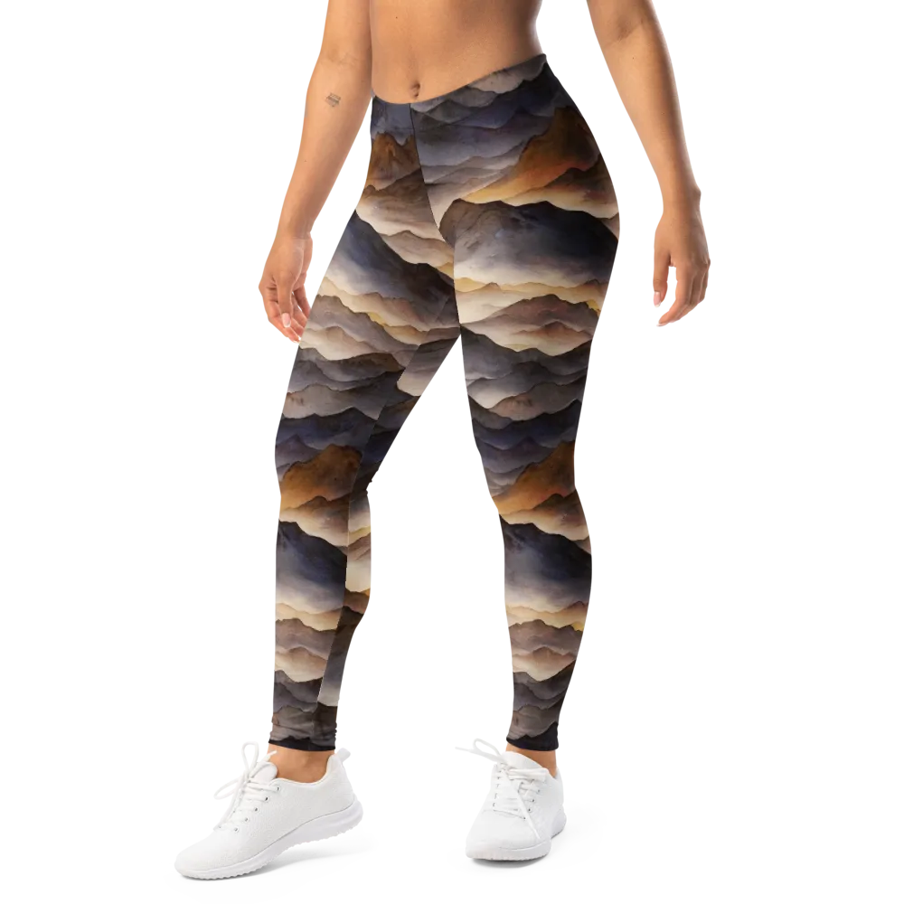 Indigo Mountain Range on Leggings — Left Front