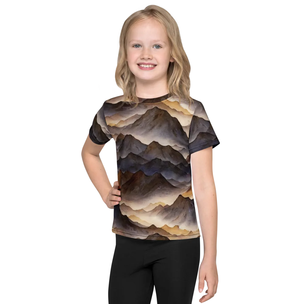 Indigo Mountain Range on Kids Crew Neck T-Shirt — Front