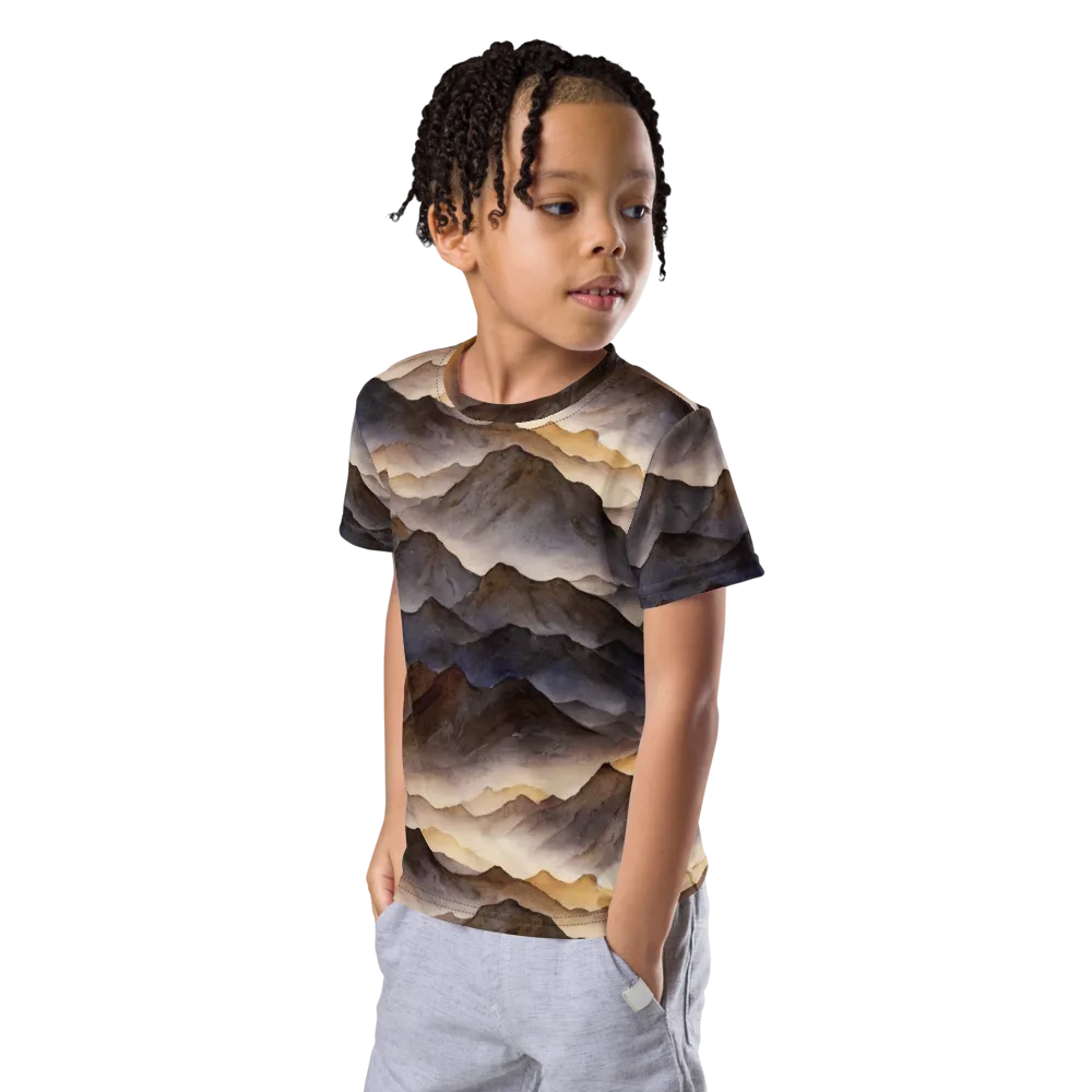 Indigo Mountain Range on Kids Crew Neck T-Shirt — Left Front