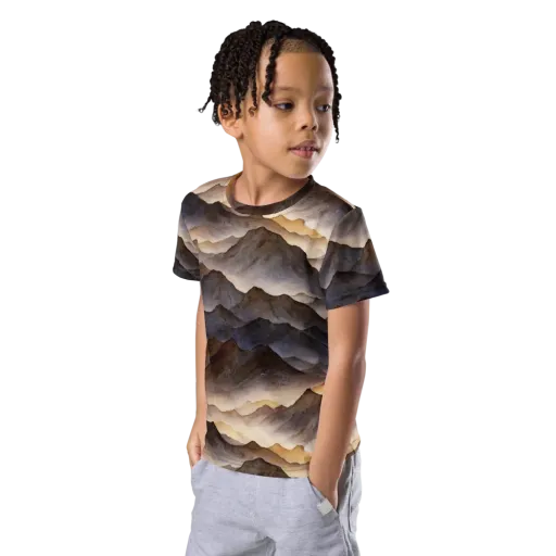 Indigo Mountain Range on a Kids Crew Neck T-Shirt