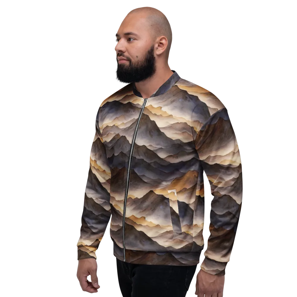 Indigo Mountain Range on Bomber Jacket — Left