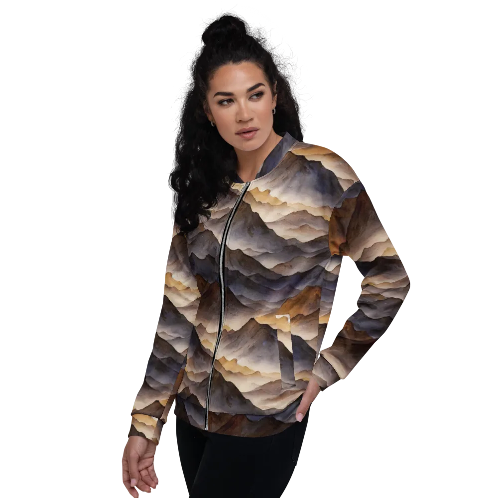 Indigo Mountain Range on Bomber Jacket — Left