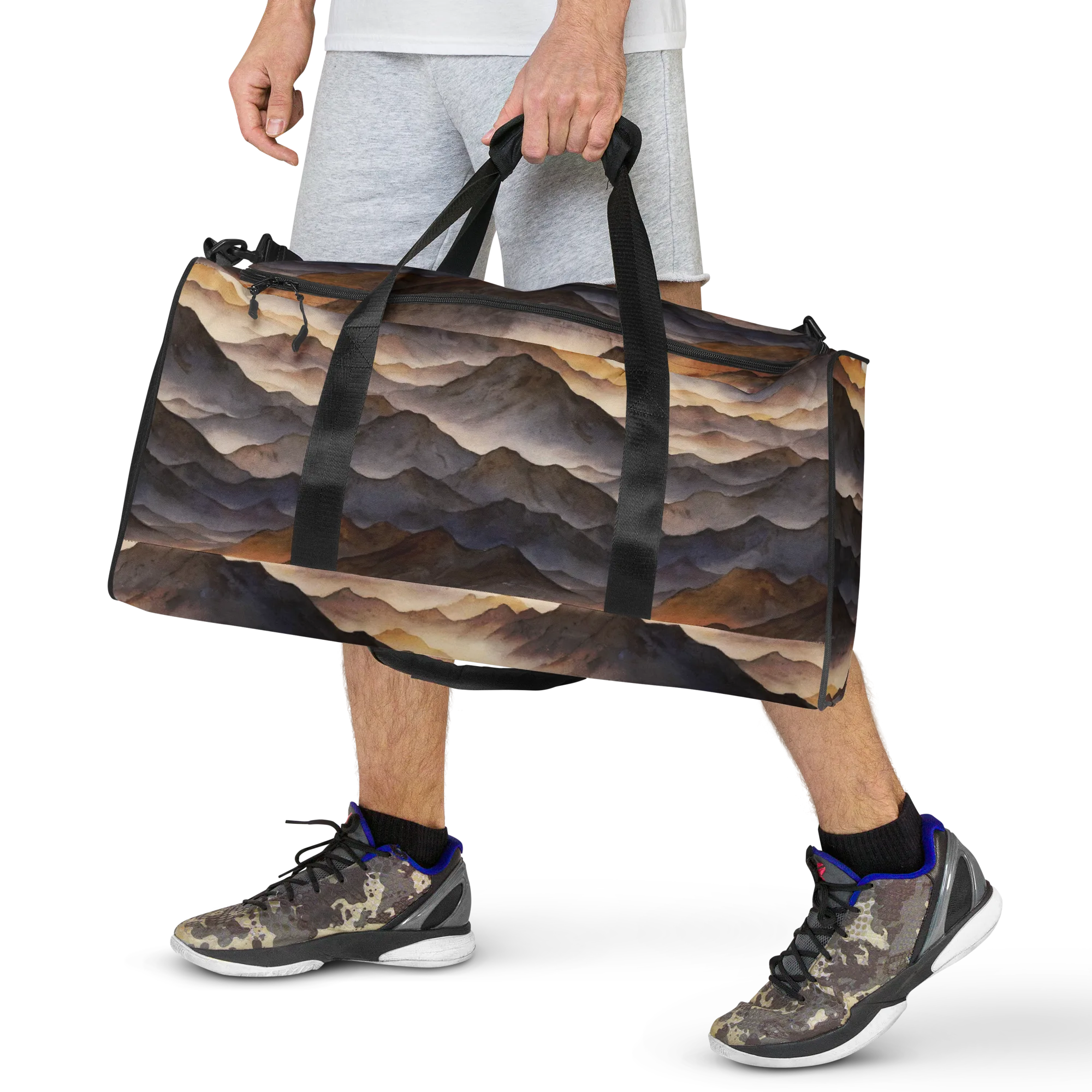 Indigo Mountain Range on Duffle Bag — Front