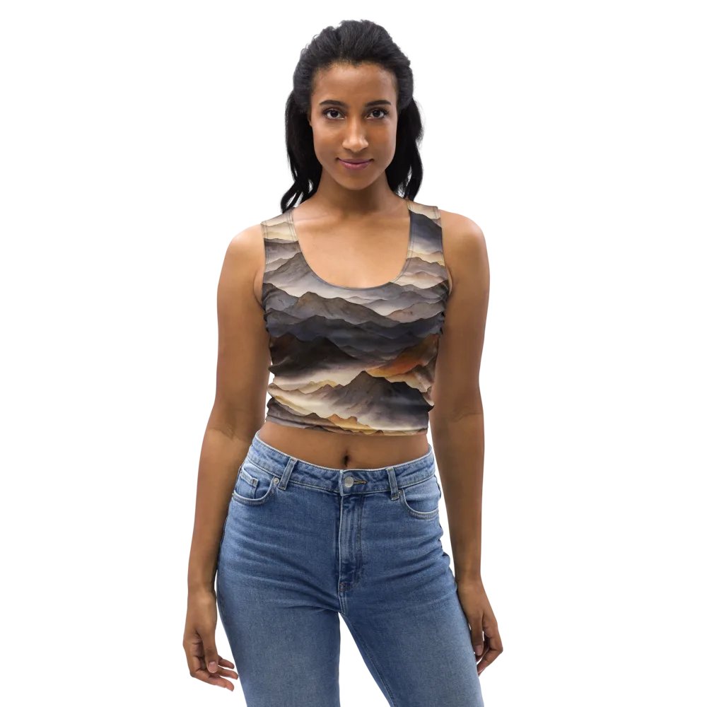 Indigo Mountain Range on Crop Top — Front
