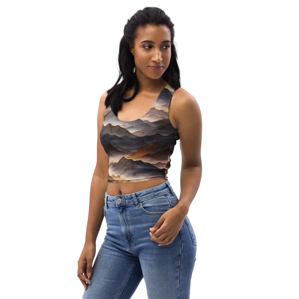 Indigo Mountain Range on Crop Top — Left Front