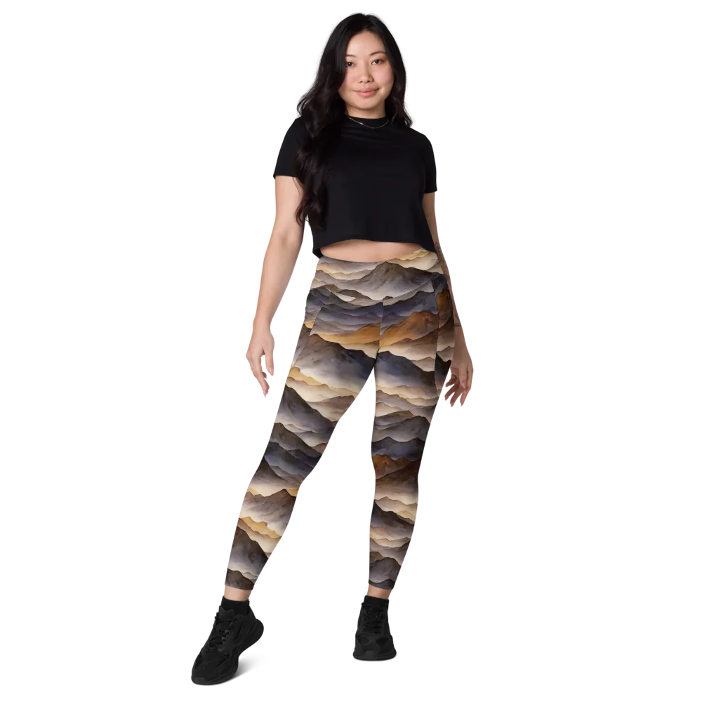 Indigo Mountain Range on Leggings with Pockets — Front