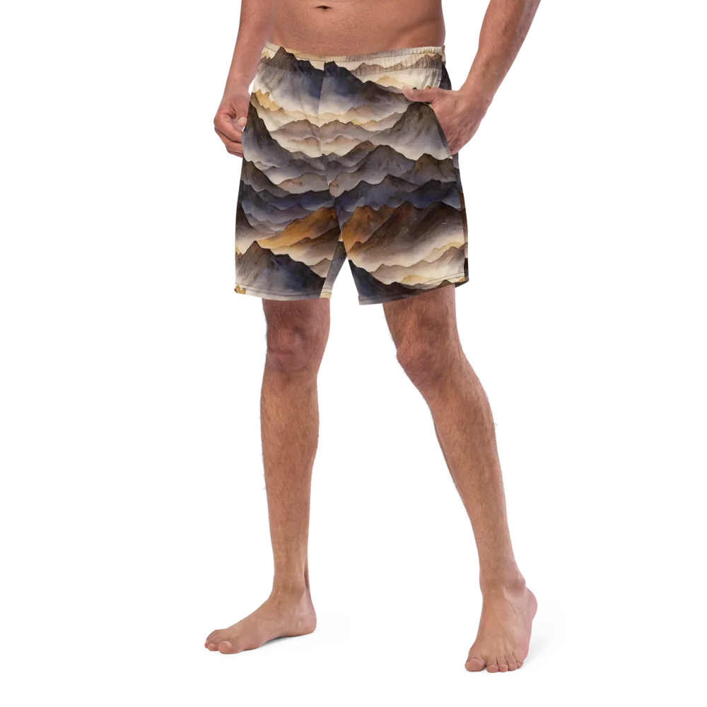 Indigo Mountain Range on Swim Trunks — Left Front