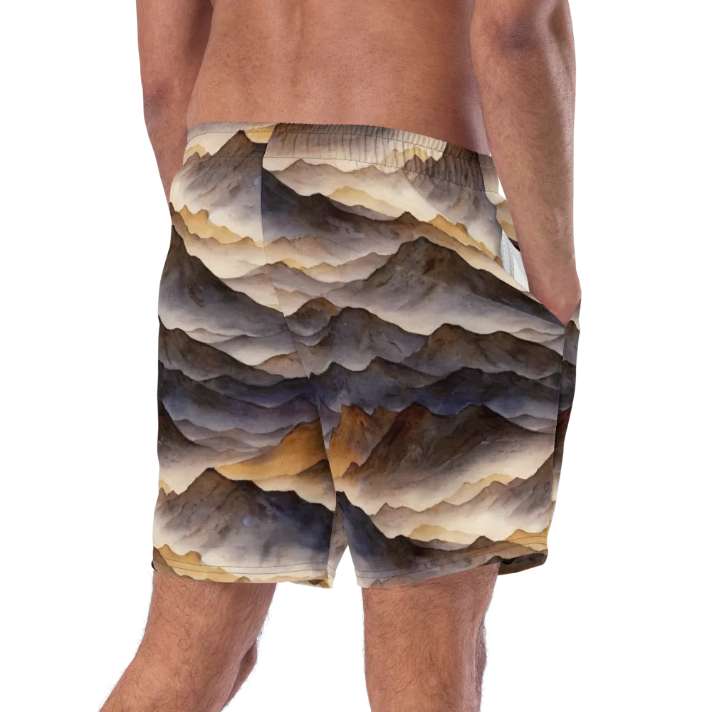 Indigo Mountain Range on Swim Trunks — Right Back