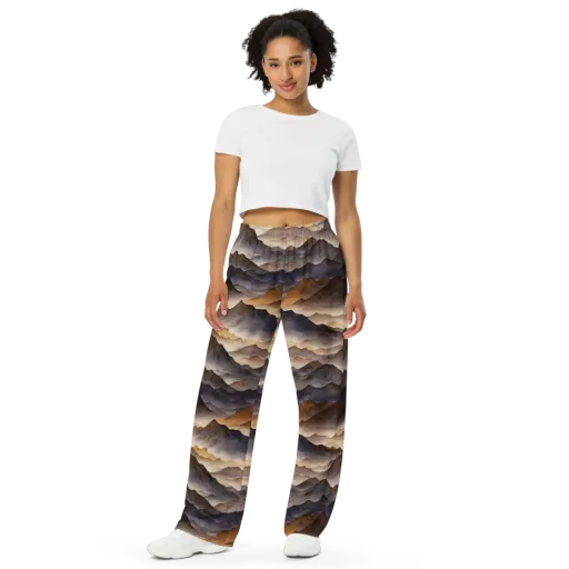 Indigo Mountain Range on a Wide-Leg Pants
