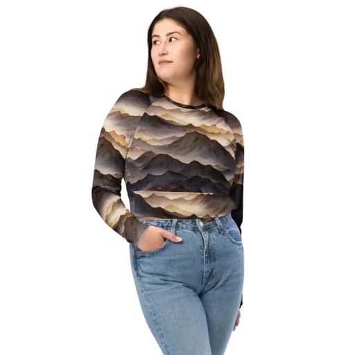 Indigo Mountain Range on a Long Sleeve Crop Top