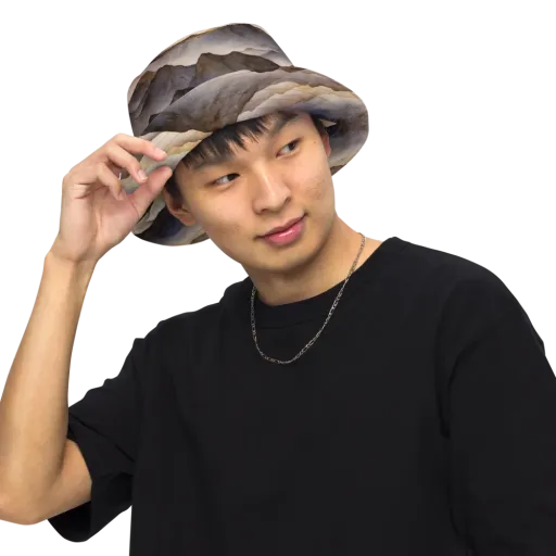 Indigo Mountain Range on a Reversible Bucket Hat