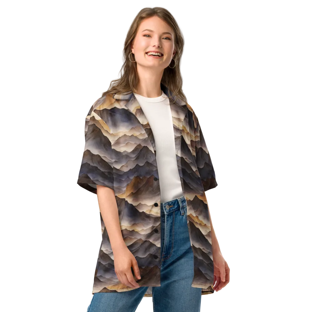 Indigo Mountain Range on Button Shirt — Front