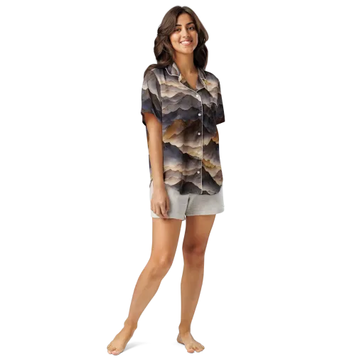 Indigo Mountain Range on a Women's Short Sleeve Pajama Top