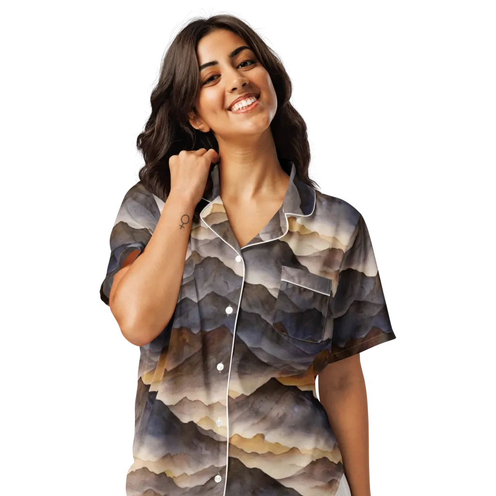 Indigo Mountain Range on Women's Short Sleeve Pajama Top — Front