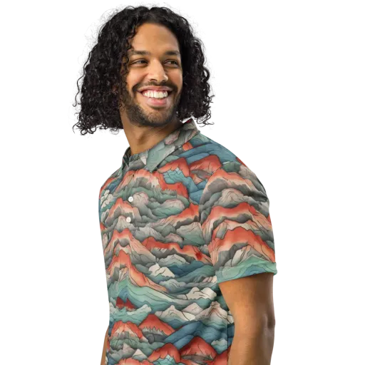 Coral Alpine on a Men's Slim Fit Polo Shirt