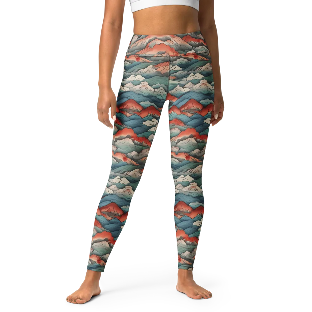 Coral Alpine on Yoga Leggings — Front