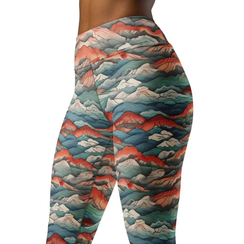 Coral Alpine on Yoga Leggings — Left Front