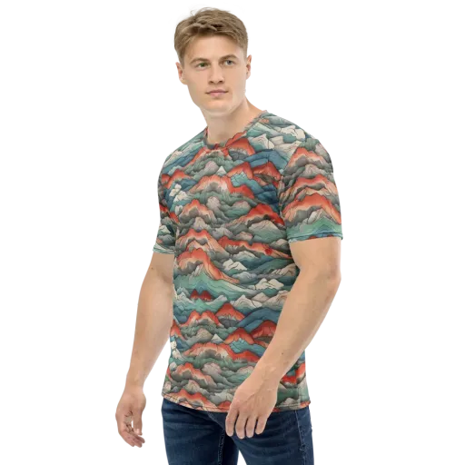 Coral Alpine on a Men's Crew Neck T-Shirt