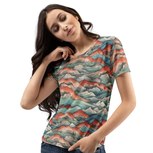 Coral Alpine on a Women's Crew Neck T-Shirt
