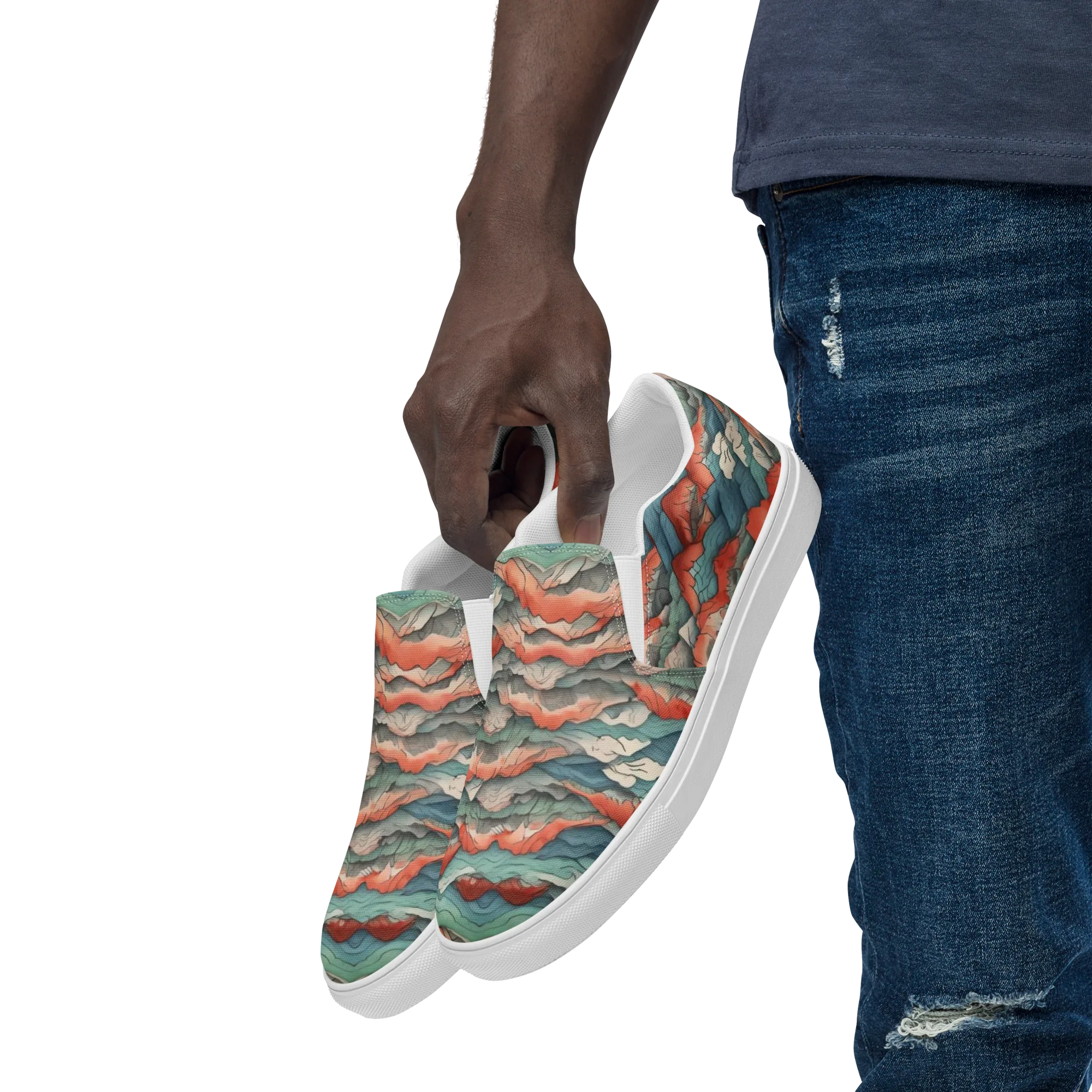 Coral Alpine on Men's Slip-On Canvas Shoes — Left Front