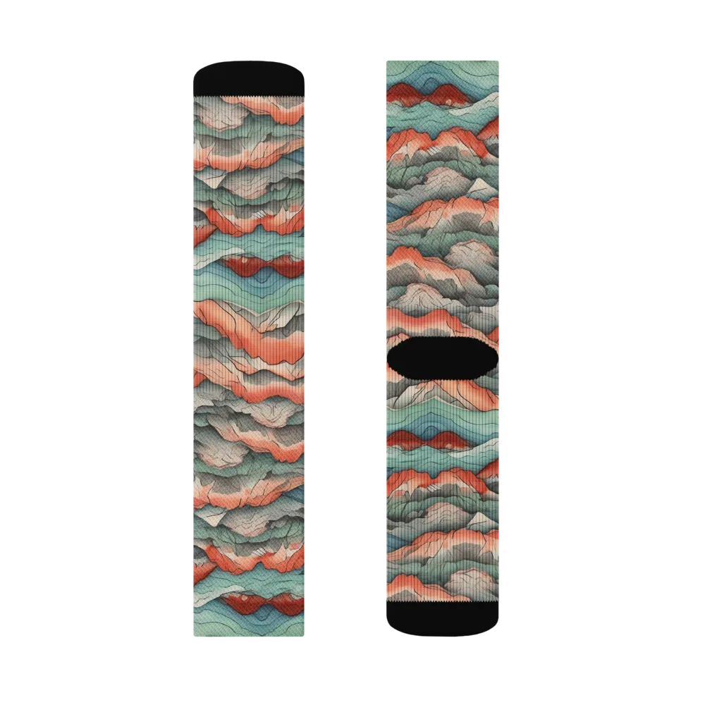 Coral Alpine on Socks — Right Sock