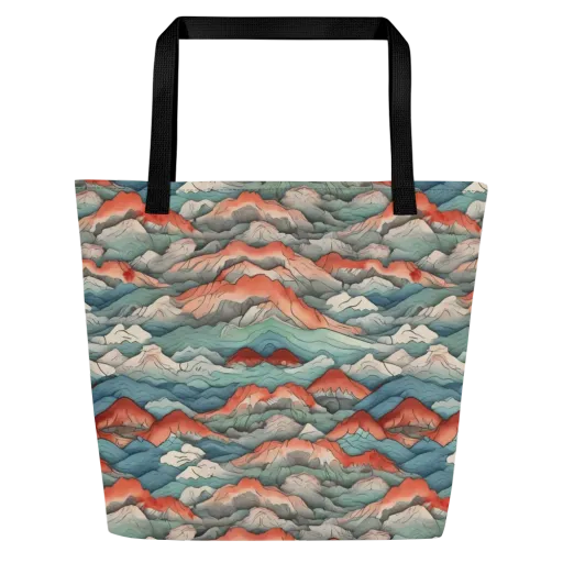 Coral Alpine on a Large Tote Bag W/ Pocket