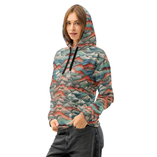 Coral Alpine on a Cotton Hoodie