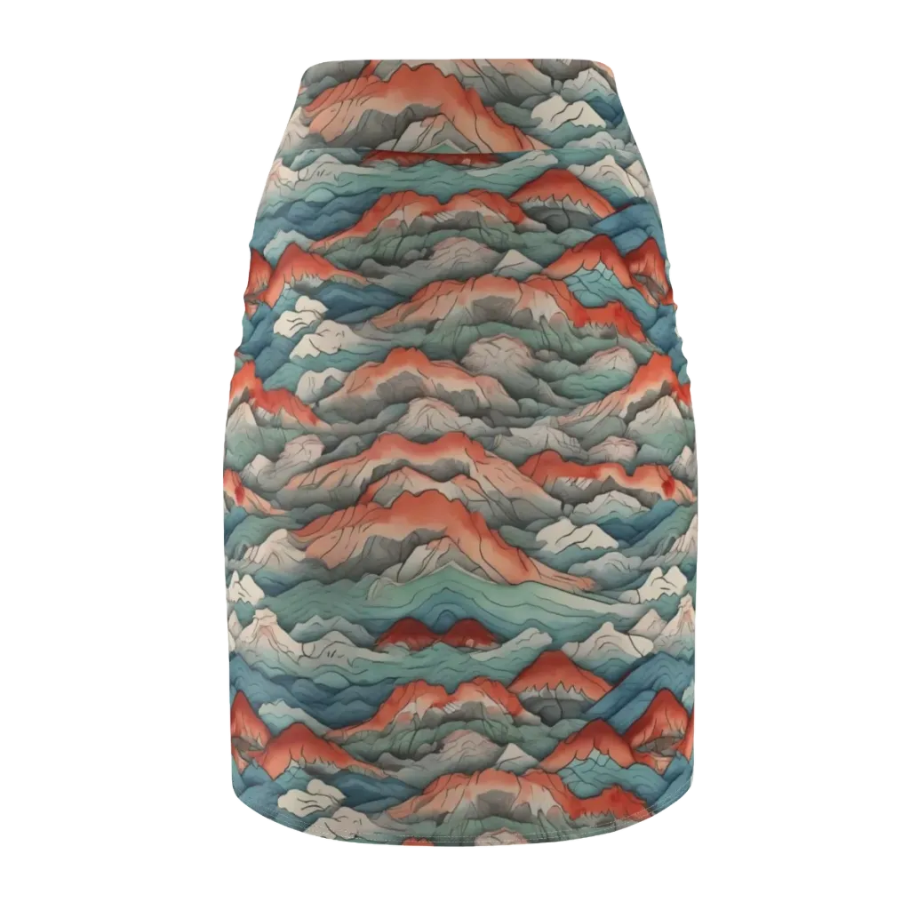 Coral Alpine on Pencil Skirt — Back