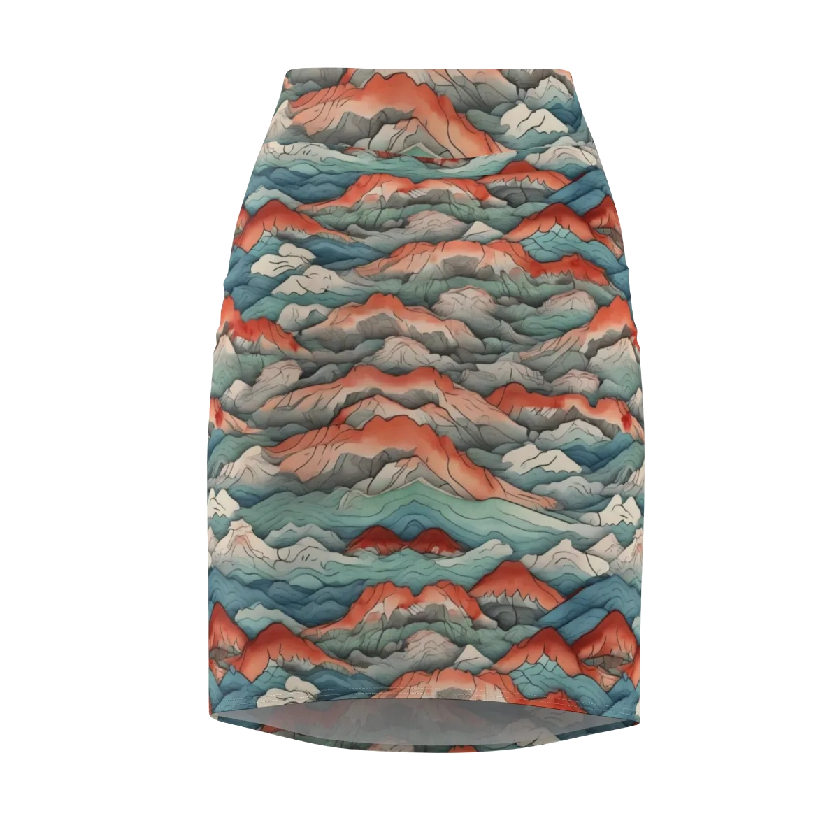 Coral Alpine on Pencil Skirt — Front