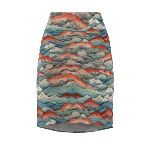Coral Alpine on a Pencil Skirt