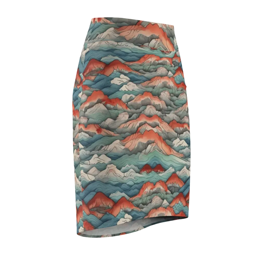 Coral Alpine on Pencil Skirt — Front Side