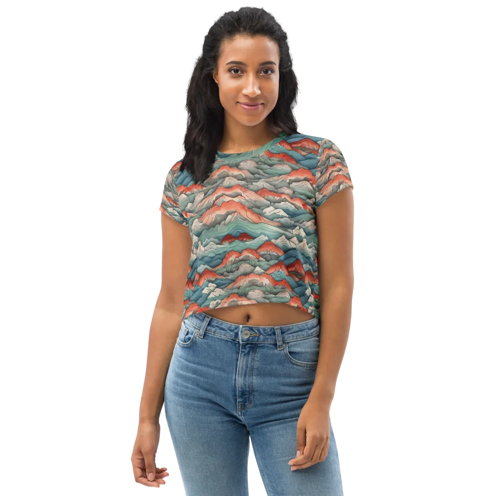 Coral Alpine on Crop Tee — Front