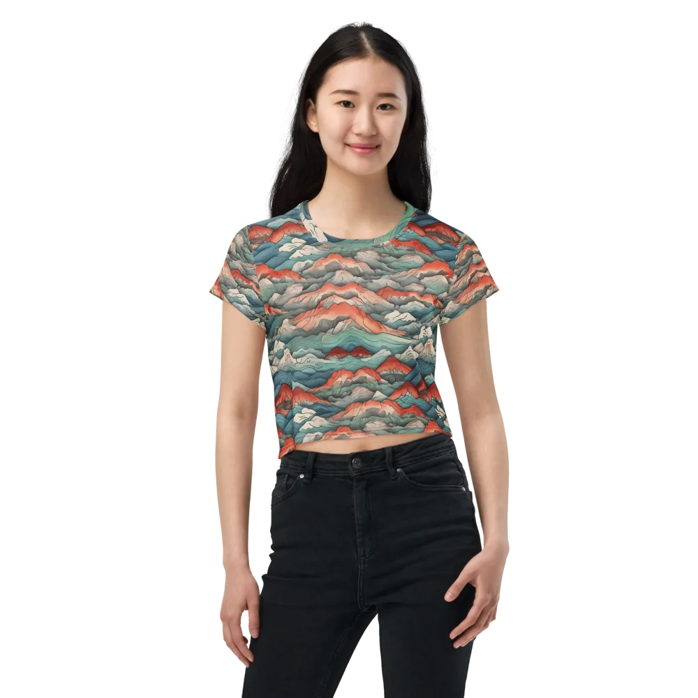 Coral Alpine on Crop Tee — Front