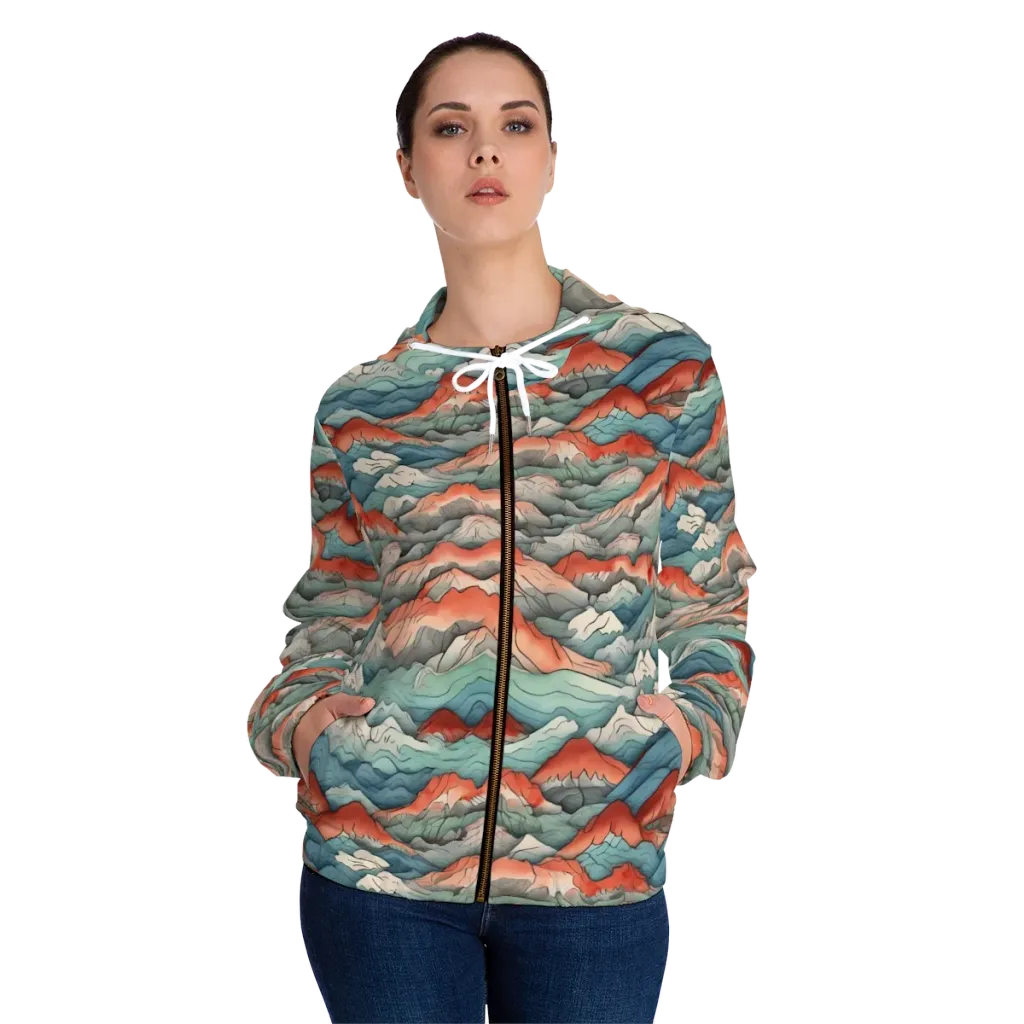Coral Alpine on Women's Full-Zip Hoodie — Front On Person