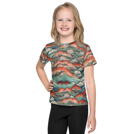 Coral Alpine on a Kids Crew Neck T-Shirt