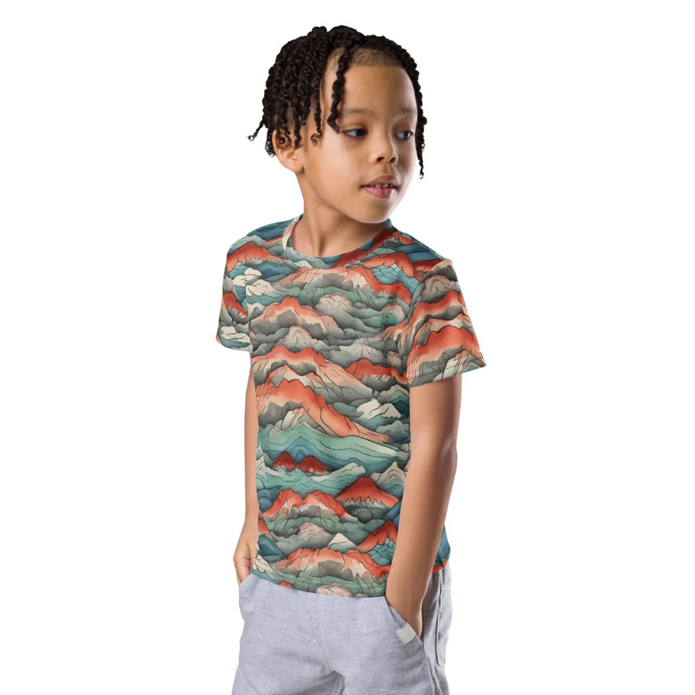 Coral Alpine on Kids Crew Neck T-Shirt — Left Front