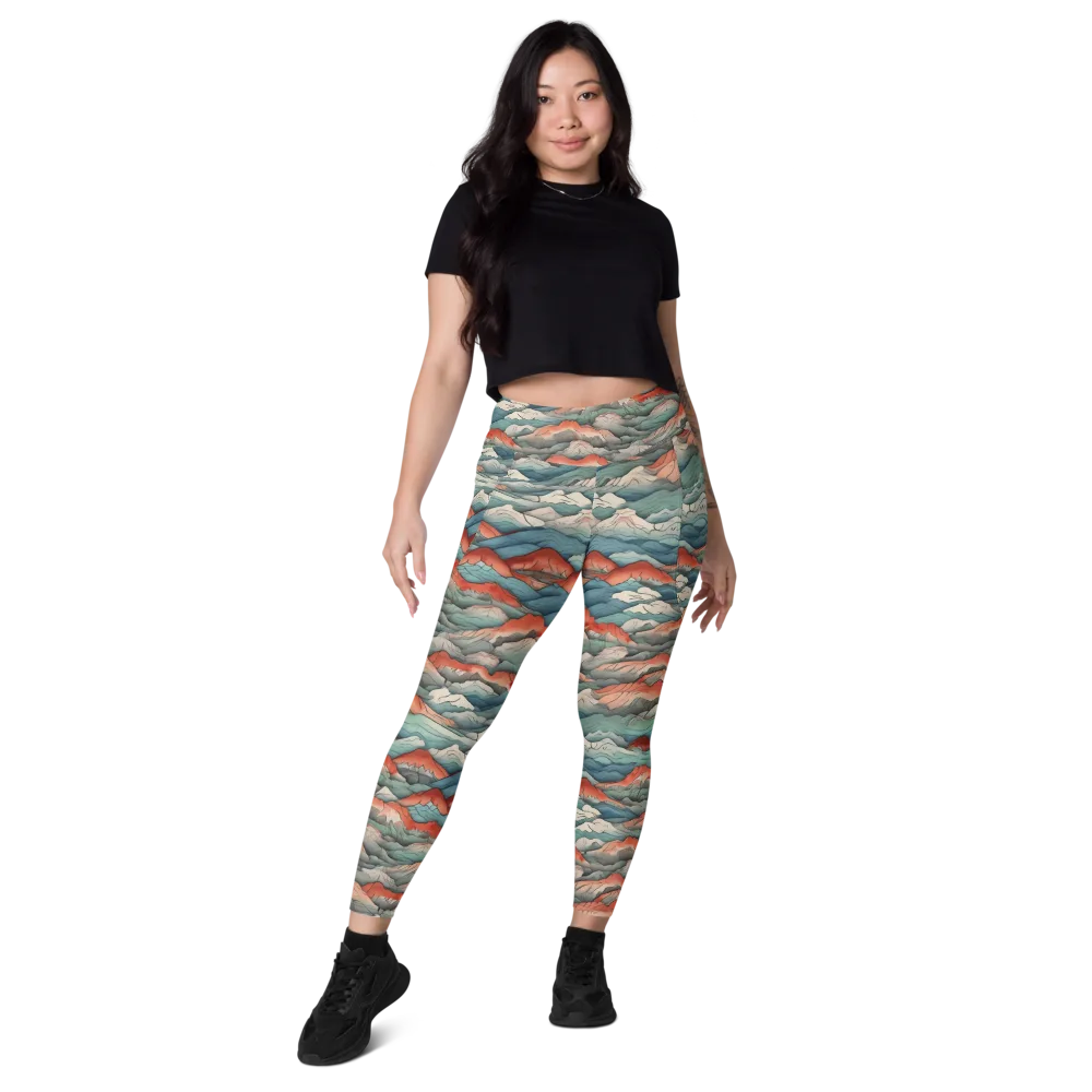 Coral Alpine on Leggings with Pockets — Front