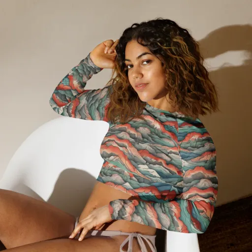 Coral Alpine on a Long Sleeve Crop Top