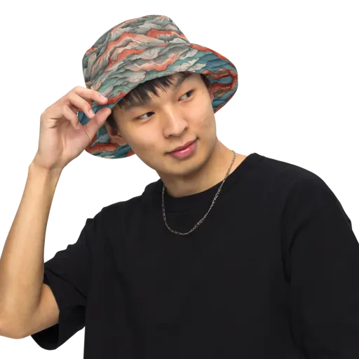 Coral Alpine on a Reversible Bucket Hat
