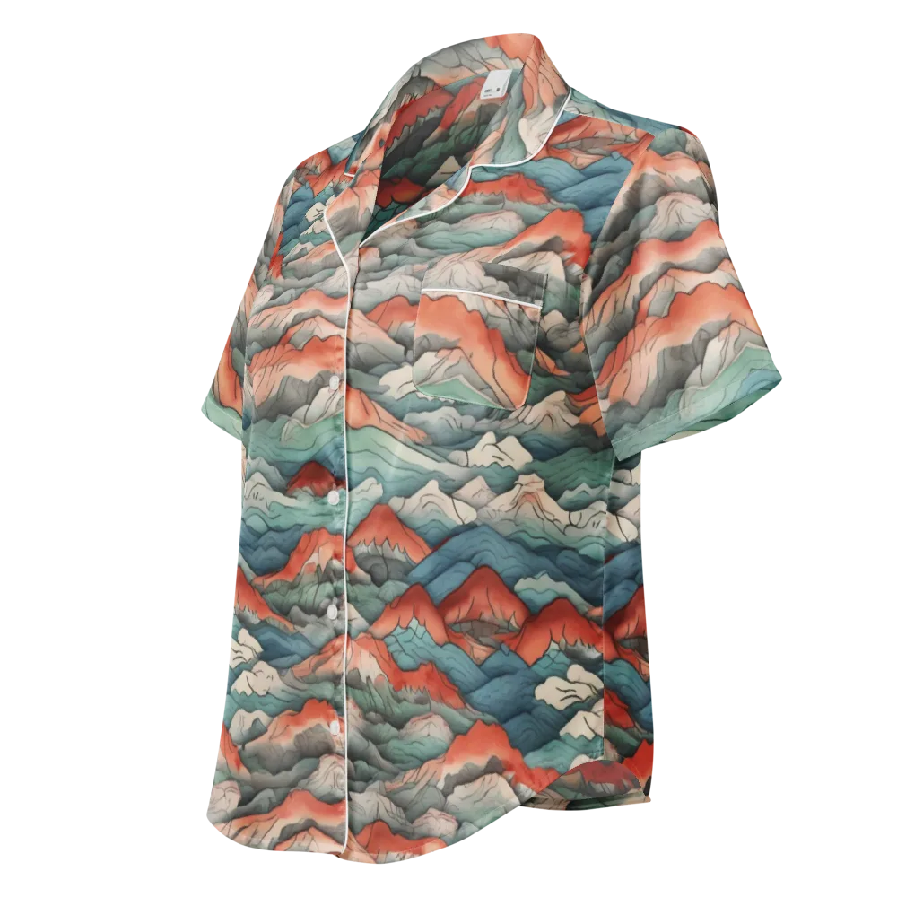 Coral Alpine on Women's Short Sleeve Pajama Top — Left Front
