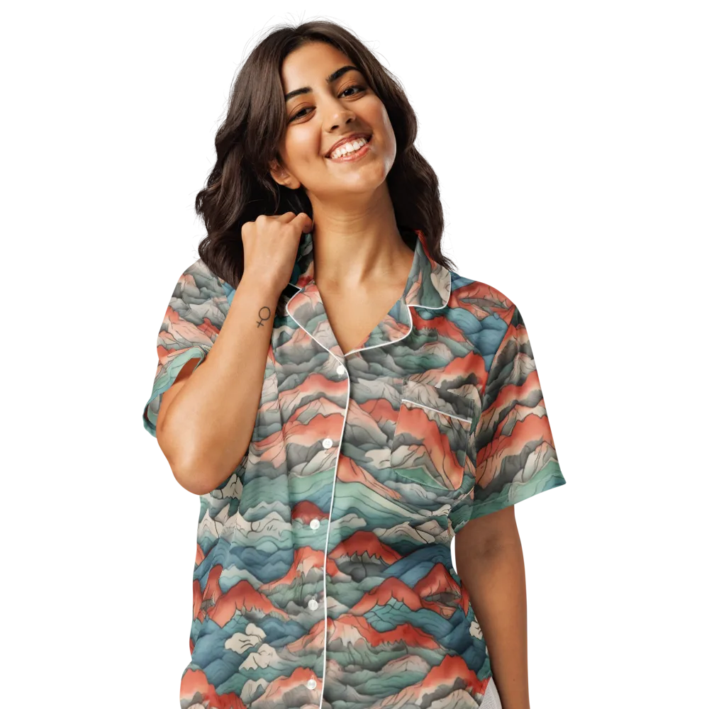 Coral Alpine on Women's Short Sleeve Pajama Top — Front