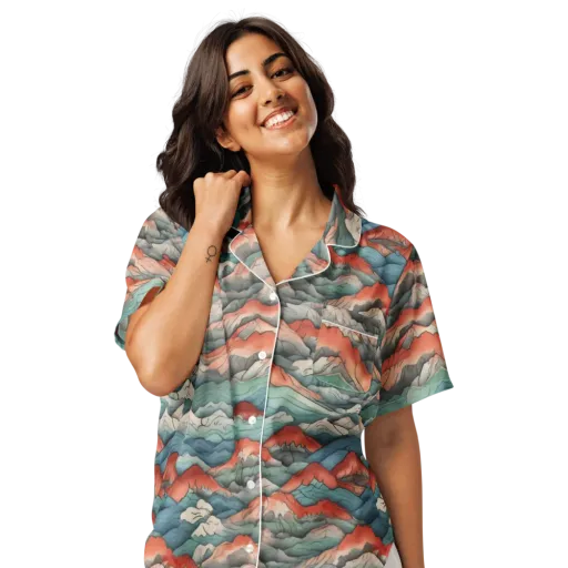 Coral Alpine on a Women's Short Sleeve Pajama Top