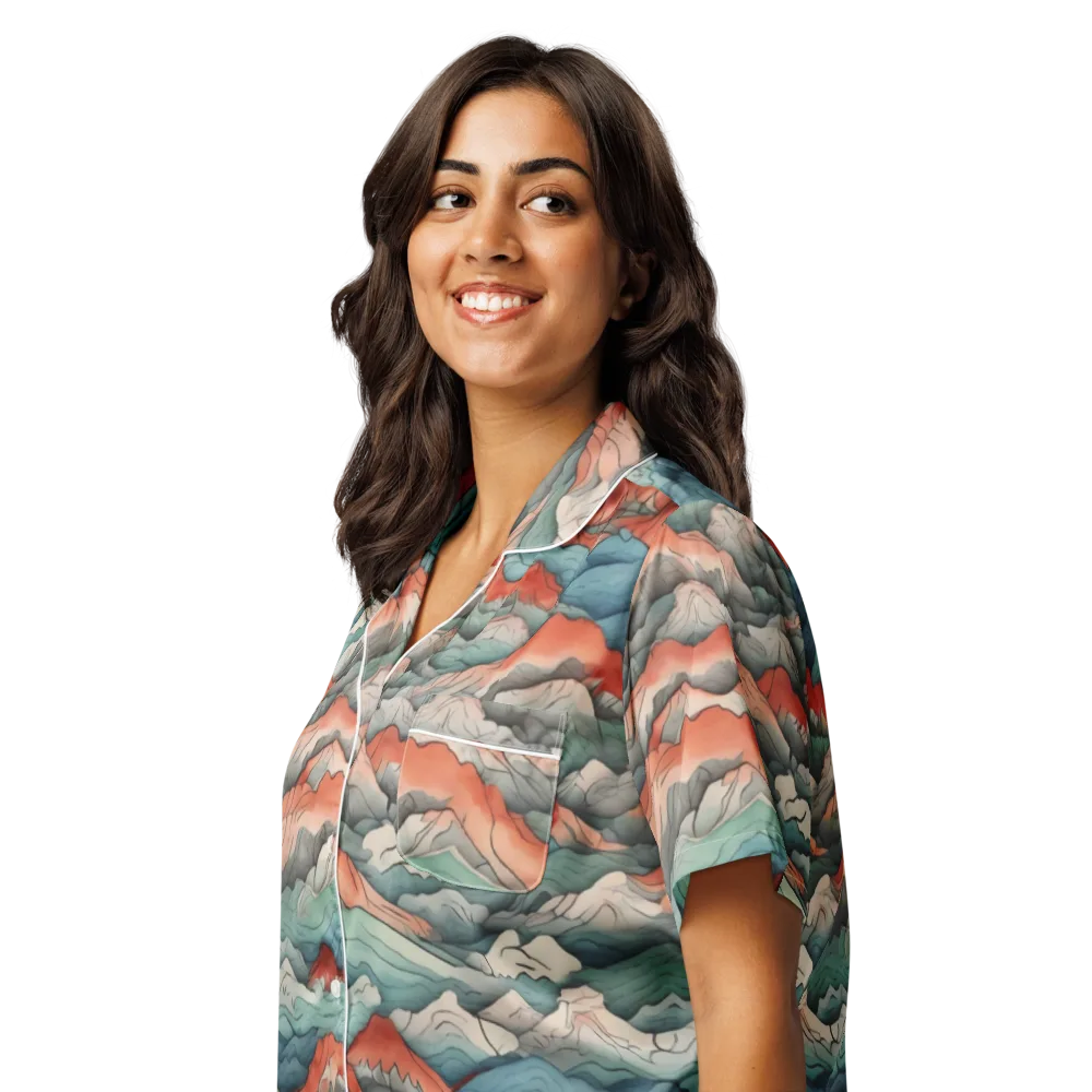 Coral Alpine on Women's Short Sleeve Pajama Top — Left Front