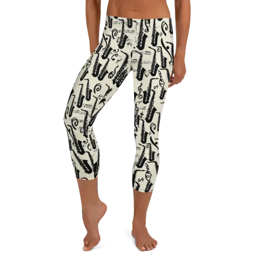 Saxophone Nocturne on a Capri Leggings