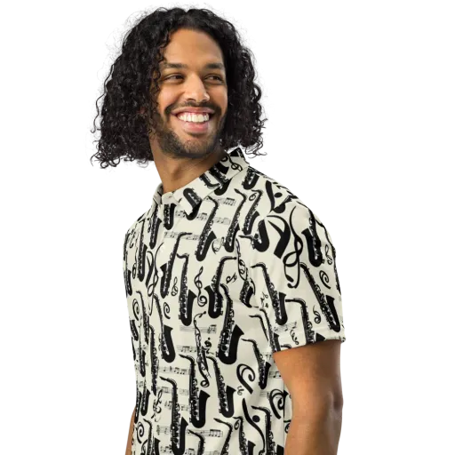 Saxophone Nocturne on a Men's Slim Fit Polo Shirt