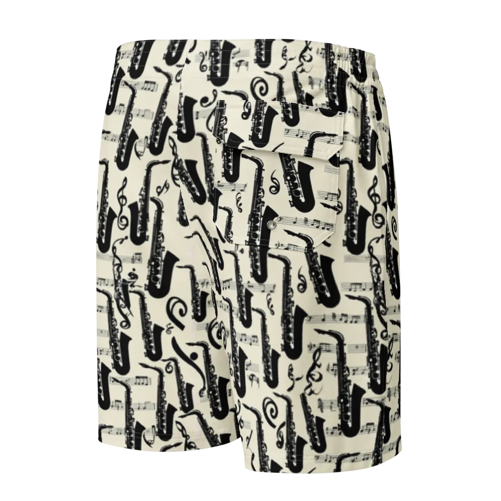 Saxophone Nocturne on Men's Board Shorts — Back